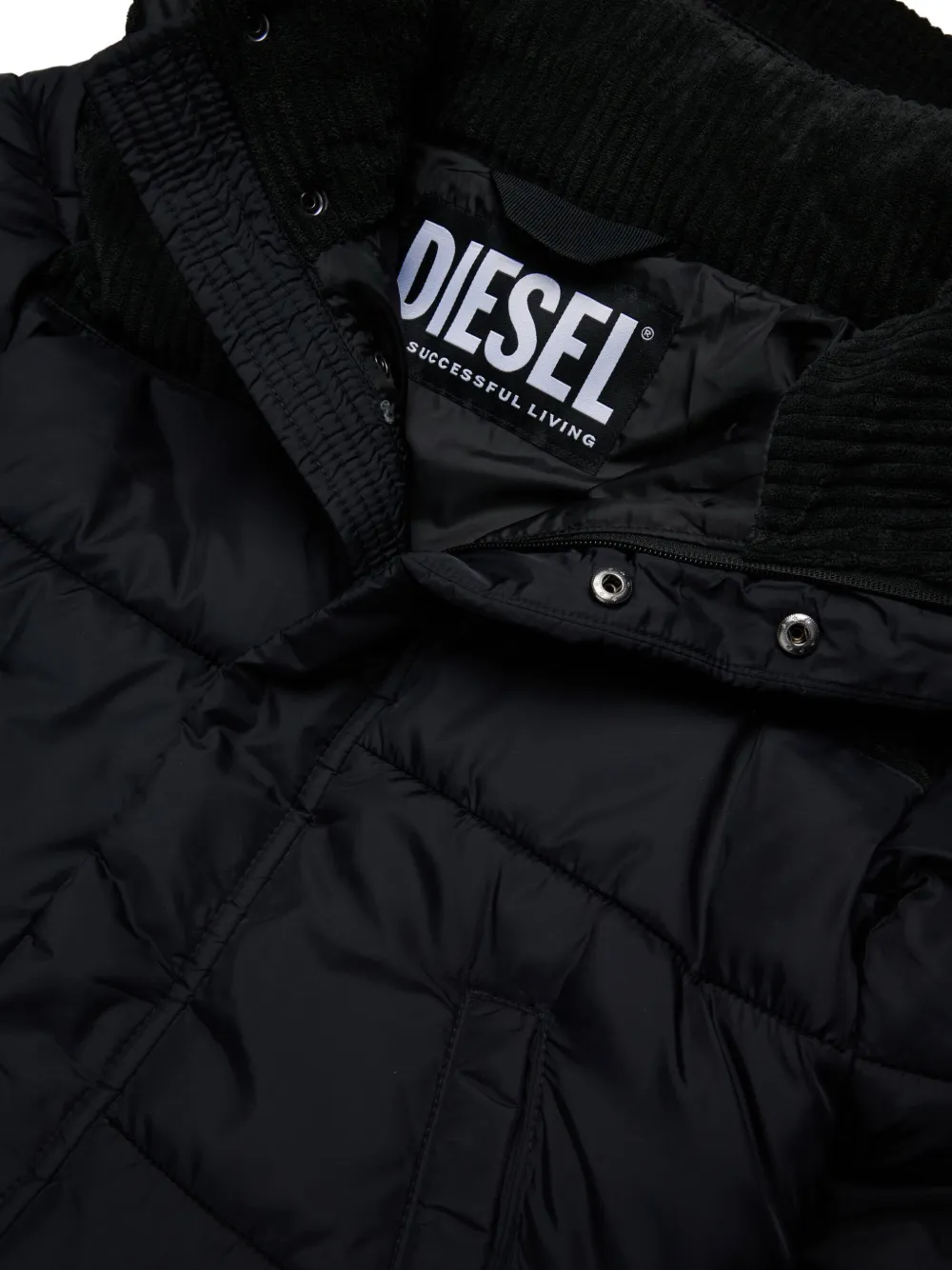 Пуховик с вельветовыми вставками Diesel Kids, черный — фото 3