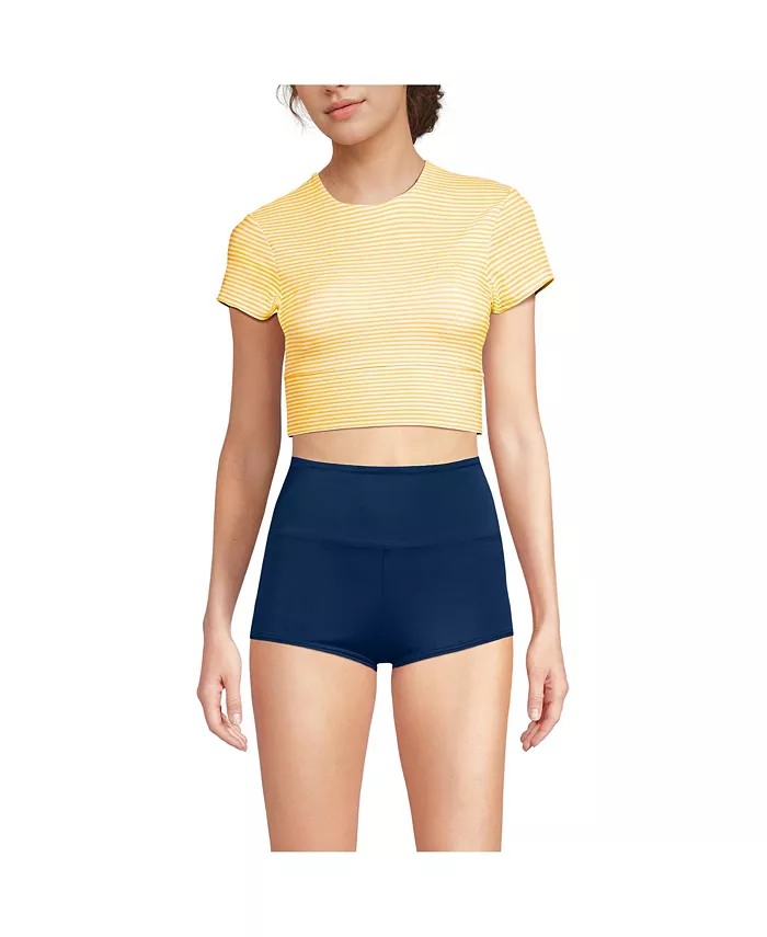 

Женский топ-мидкини с короткими рукавами Tugless Cap Sleeve Lands' End, оранжевый