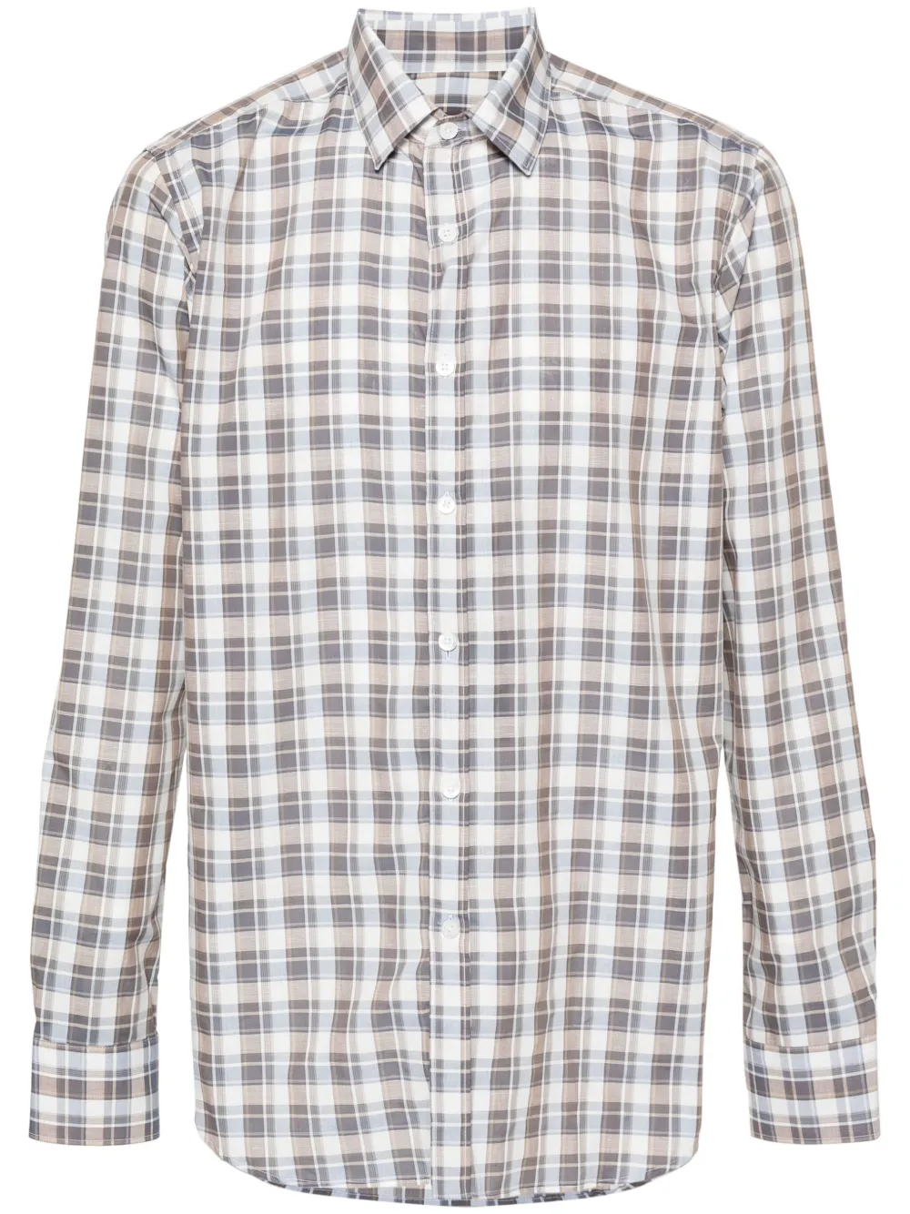 

Клетчатая рубашка с длинными рукавами Canali, белый