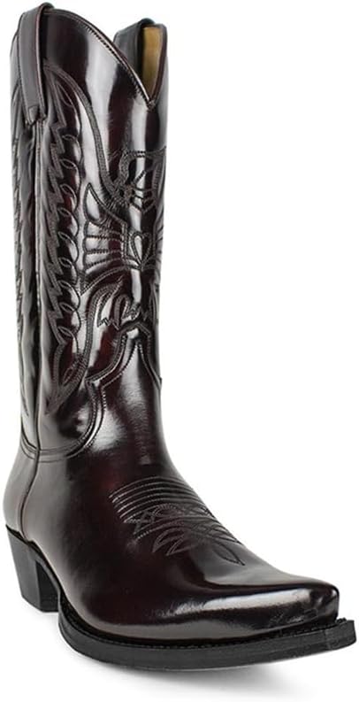 

Мужские ковбойские сапоги XBTEVUDAK в западном стиле, ретро, с вышивкой, противоскользящей подошвой, квадратным носком, массивным каблуком, средней высоты, для работы в сельской местности, темно-коричневый