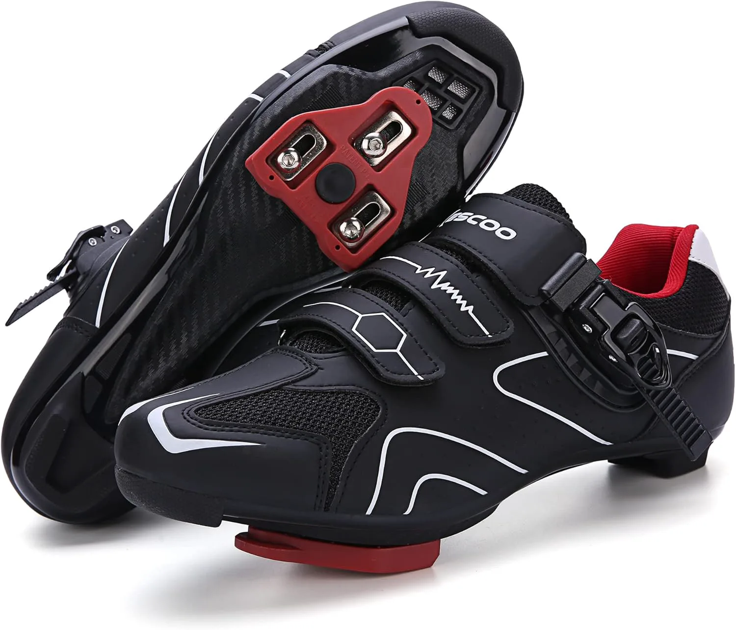 

Велотуфли унисекс, совместимые с велотуфлями Pelaton для езды на шоссейных велосипедах в помещении, подходят для мужчин и женщин. Крепления Delta Cleats Clip для педалей для езды на открытом воздухе KESCOO, черно-белый