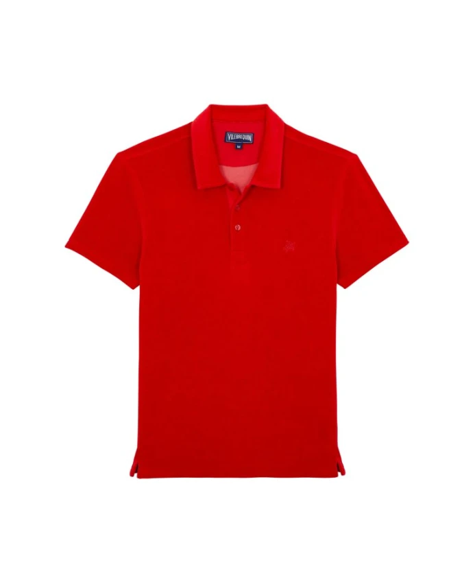 

Мужская однотонная махровая рубашка-поло Vilebrequin, красный