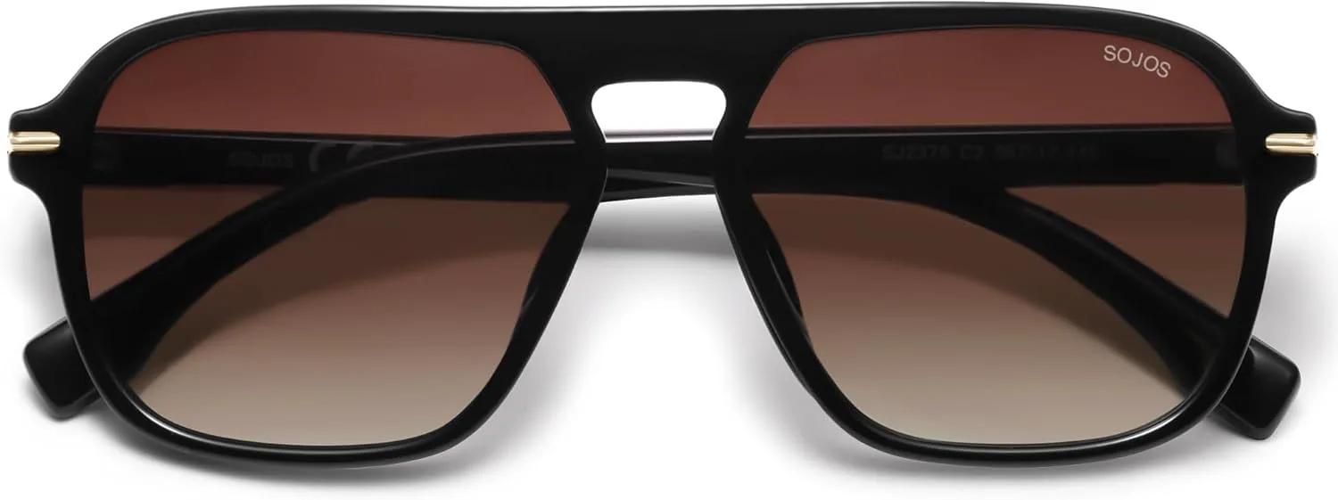 

Солнцезащитные очки SOJOS Retro Aviator с поляризацией для мужчин и женщин, модные винтажные квадратные очки-пилот для мужчин SJ2370, Black Frame Brown Grading Lens