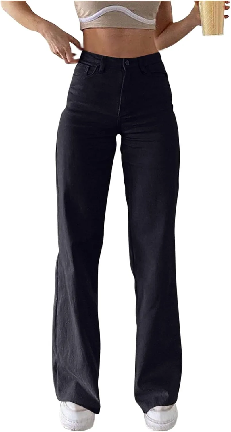 

Джинсы для женщин Straight Leg High Waisted Stretchy