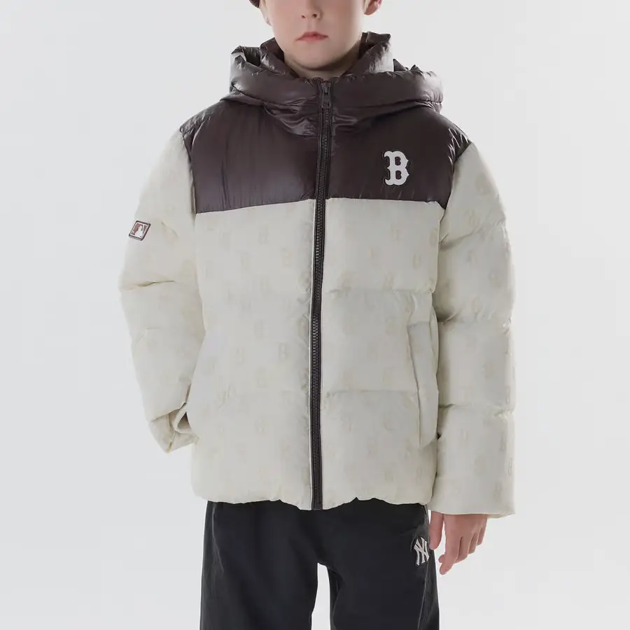 Пуховик Beige детский MLB KIDS, бежевый — фото 3