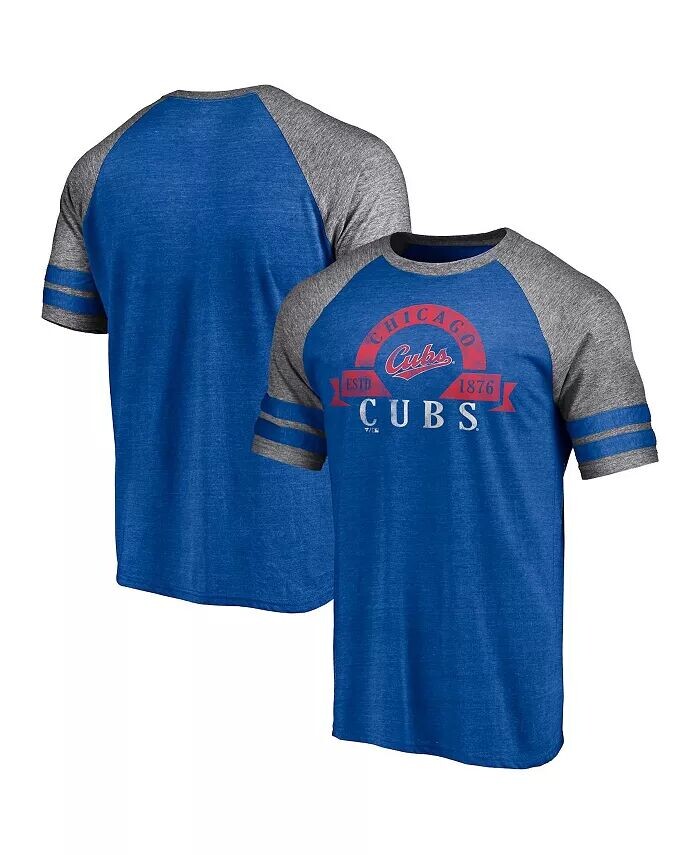 

Мужская футболка с двумя полосками реглан Tri-Blend Heather Royal Chicago Cubs Utility Fanatics