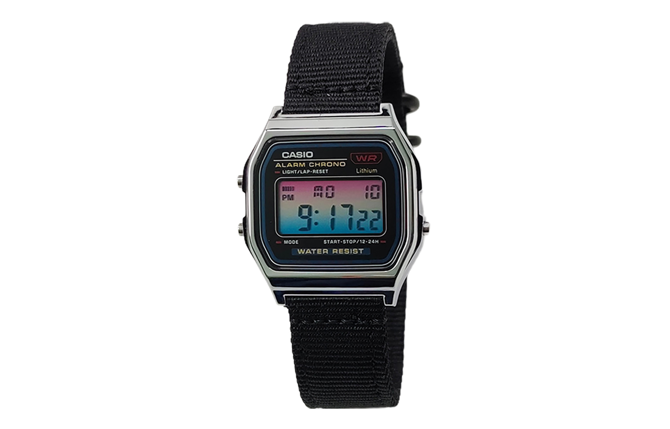 

CASIO Мужские часы Retrofit Series с кварцевым механизмом и нейлоновым ремешком, черный циферблат
