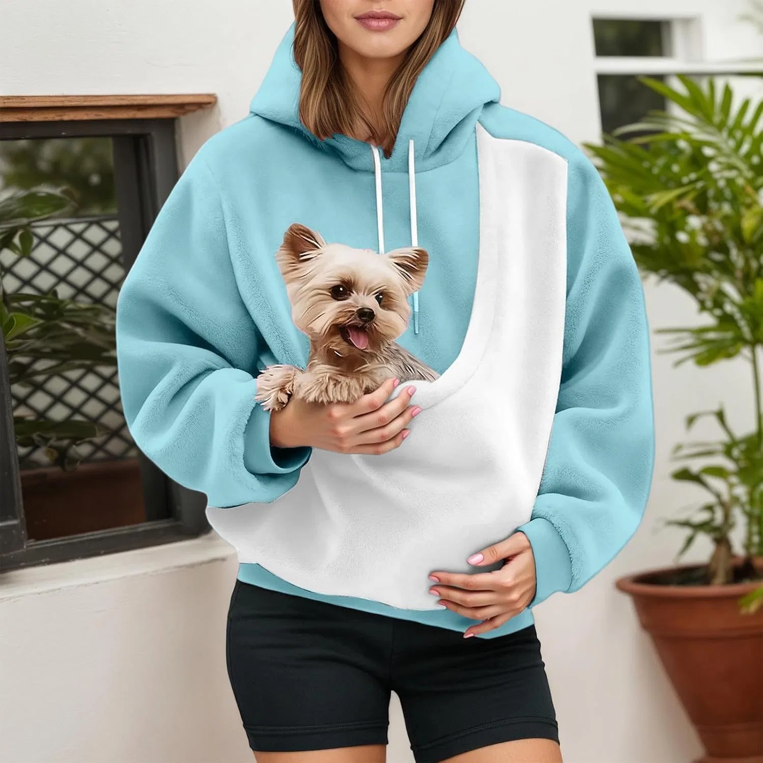 Толстовка с карманом для кошки, бренд Generic, C05 Light Blue — фото 2