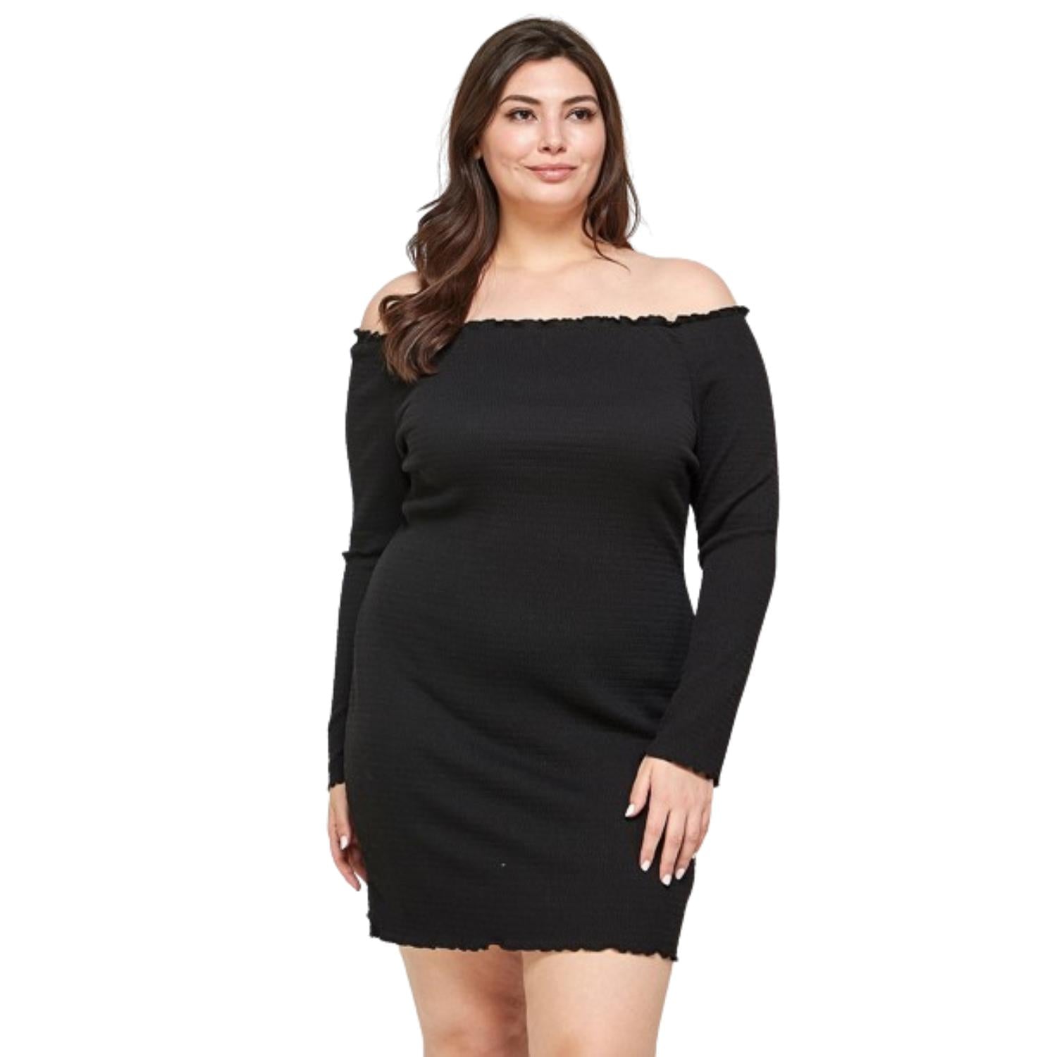 

Платье с открытыми плечами и сборками FASHNZFAB, черный
