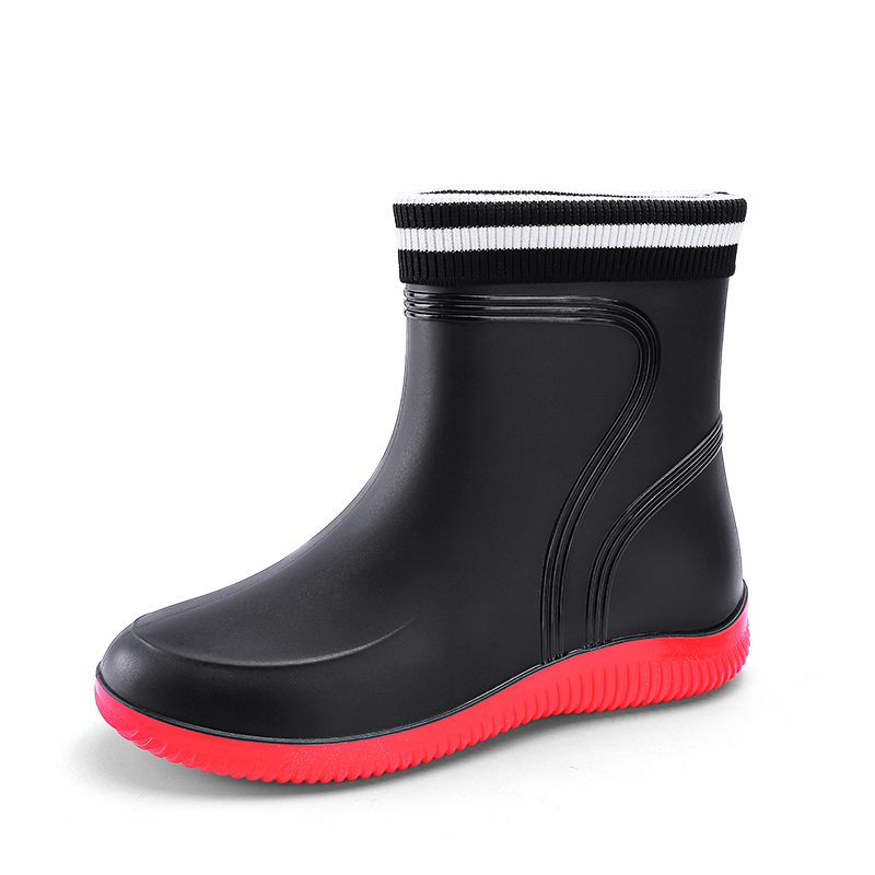 

LONGYING Мужские дождевые сапоги черно-красные, цвет Black Red