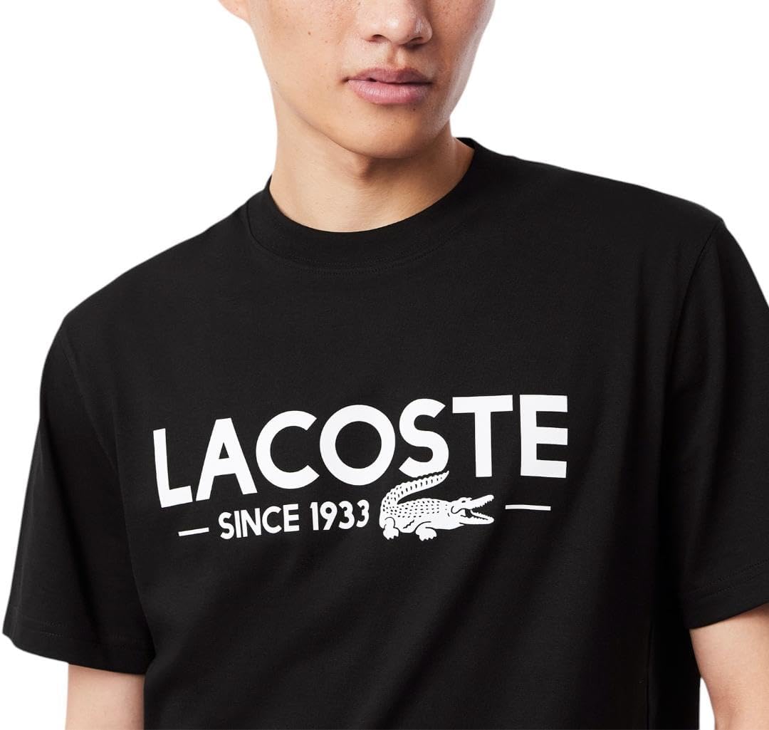 Мужская хлопковая футболка с логотипом Lacoste, Black — фото 2