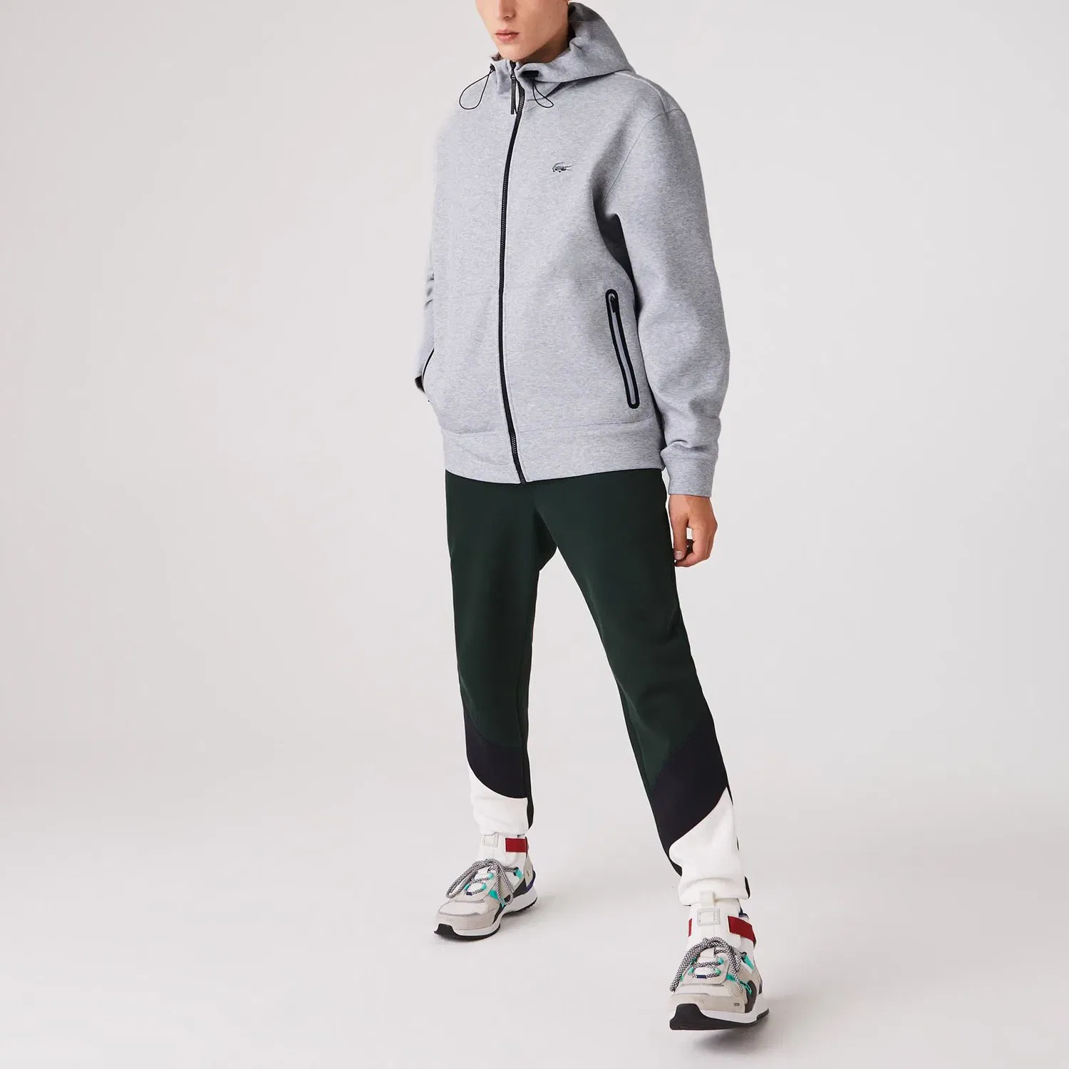 Свитшот мужской с капюшоном LACOSTE серый — фото 4