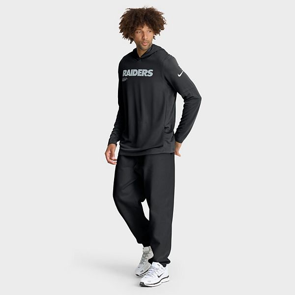 Мужская черная толстовка с капюшоном las vegas raiders big & tall sideline performance Nike — фото 4