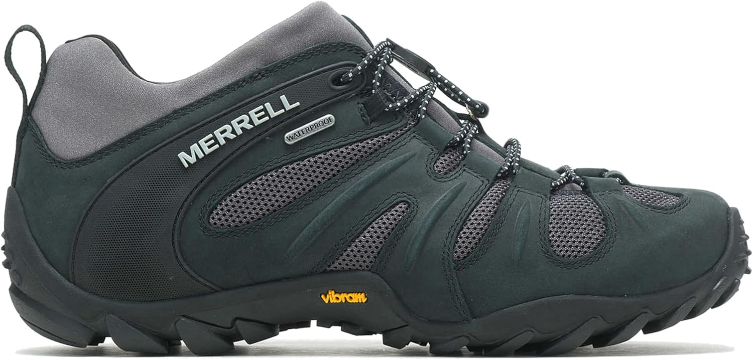 

Мужские тактические ботинки Merrell Chameleon 8 Stretch, водонепроницаемый нубук и верх из сетки, ультра-легкие походные боевые ботинки, черный/серый