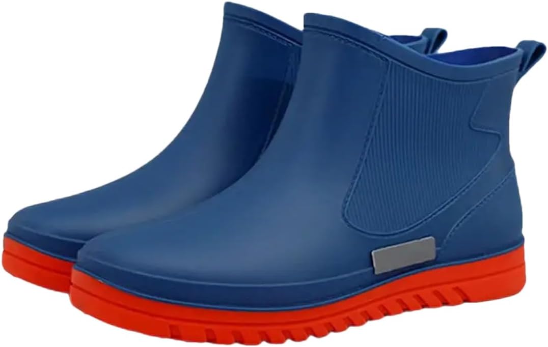 

Мужские высокие дождевые ботинки Wjnvfioo с мягкой подошвой, нескользящие, с съемным хлопковым покрытием, водонепроницаемые водные туфли, синий