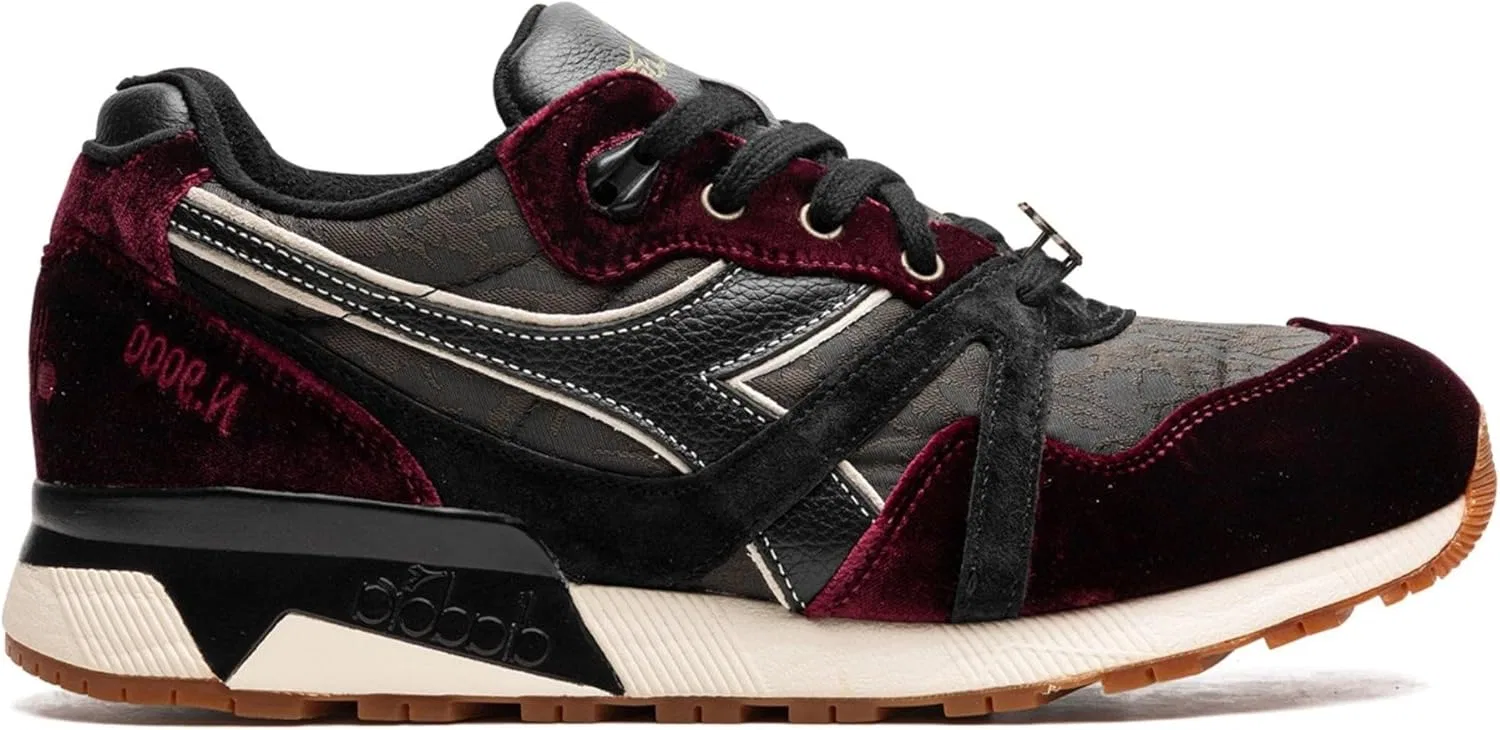 Мужские кожаные кроссовки Diadora Limited Edition N9000 винного цвета, Black