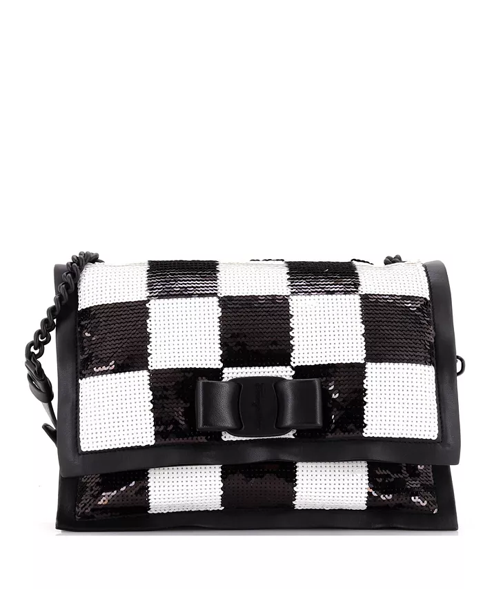 

Маленькая сумка Viva Bow Flap Bag с пайетками из кожи Pre-Owned Salvatore Ferragamo, черный