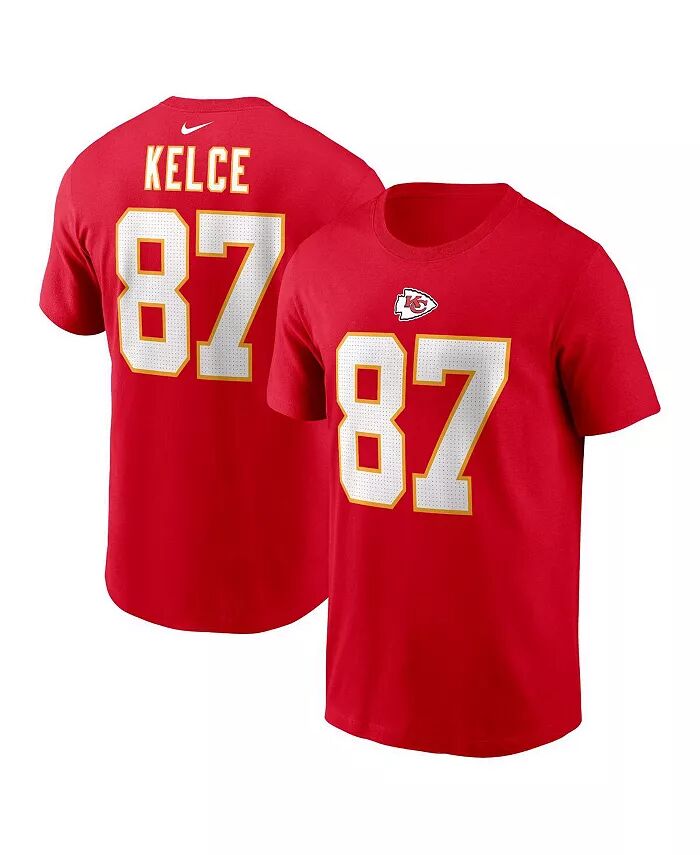 

Мужская футболка Travis Kelce Red Kansas City Chiefs с именем и номером игрока Nike