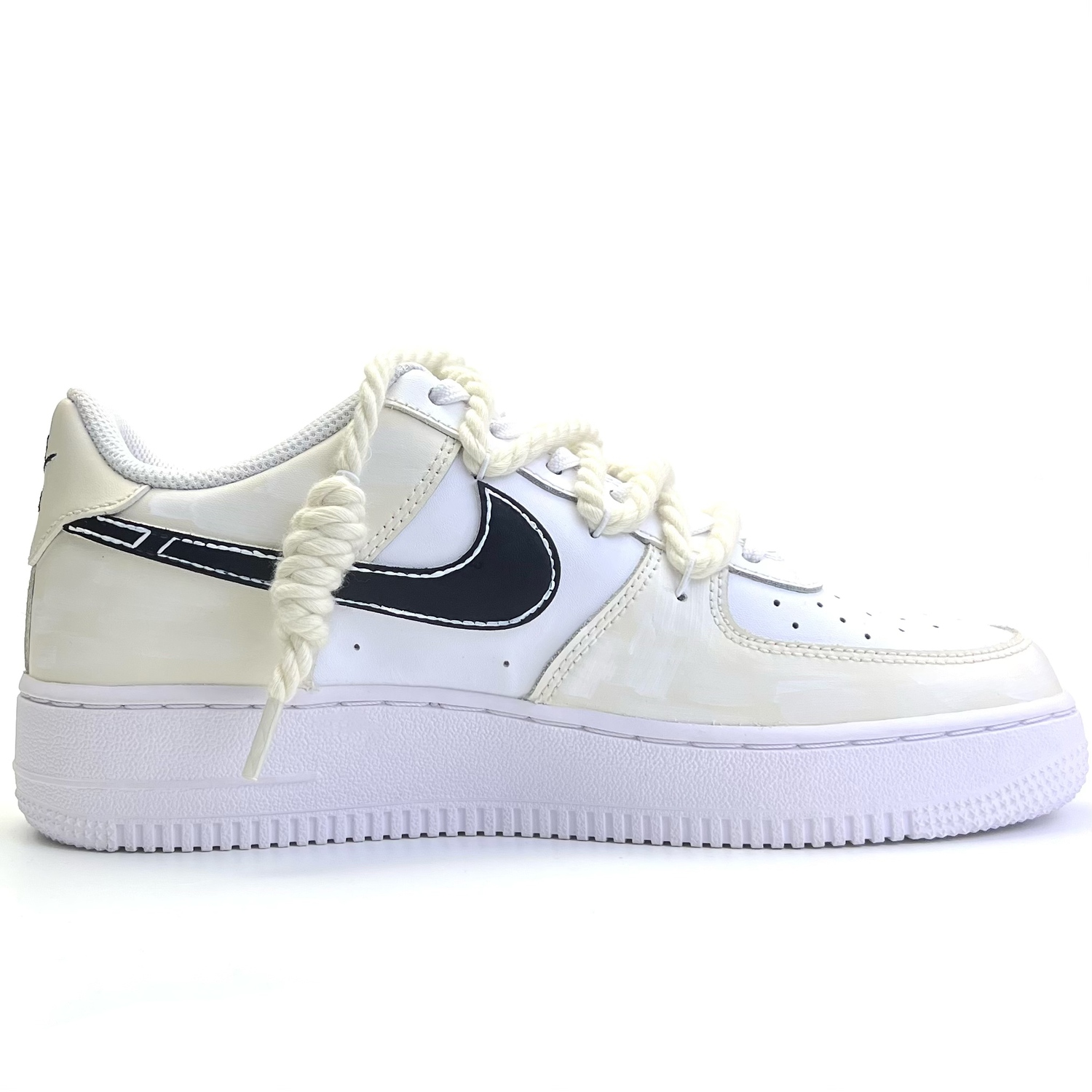Nike Кроссовки для скейтбординга Air Force 1 Slip Resistant, Abrasion Resistant, Rebound Resistant Low top детские бежевые Unisex — фото 3
