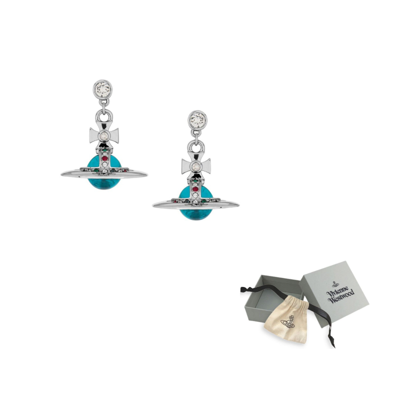 

Серебристо-голубые латунные серьги для женщин Silver/Blue Vivienne Westwood, серебряный/синий