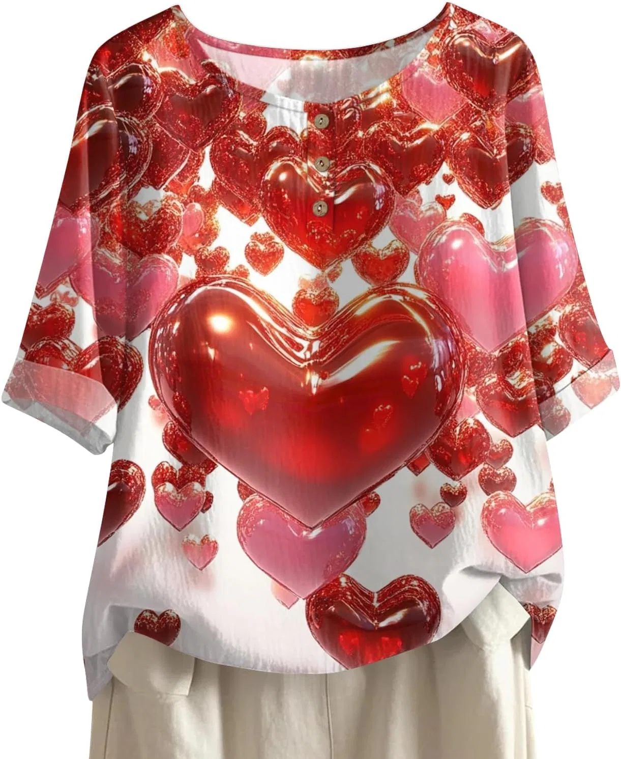 Женская блуза с коротким рукавом, Valentines Day, хлопок, 5-deep Red