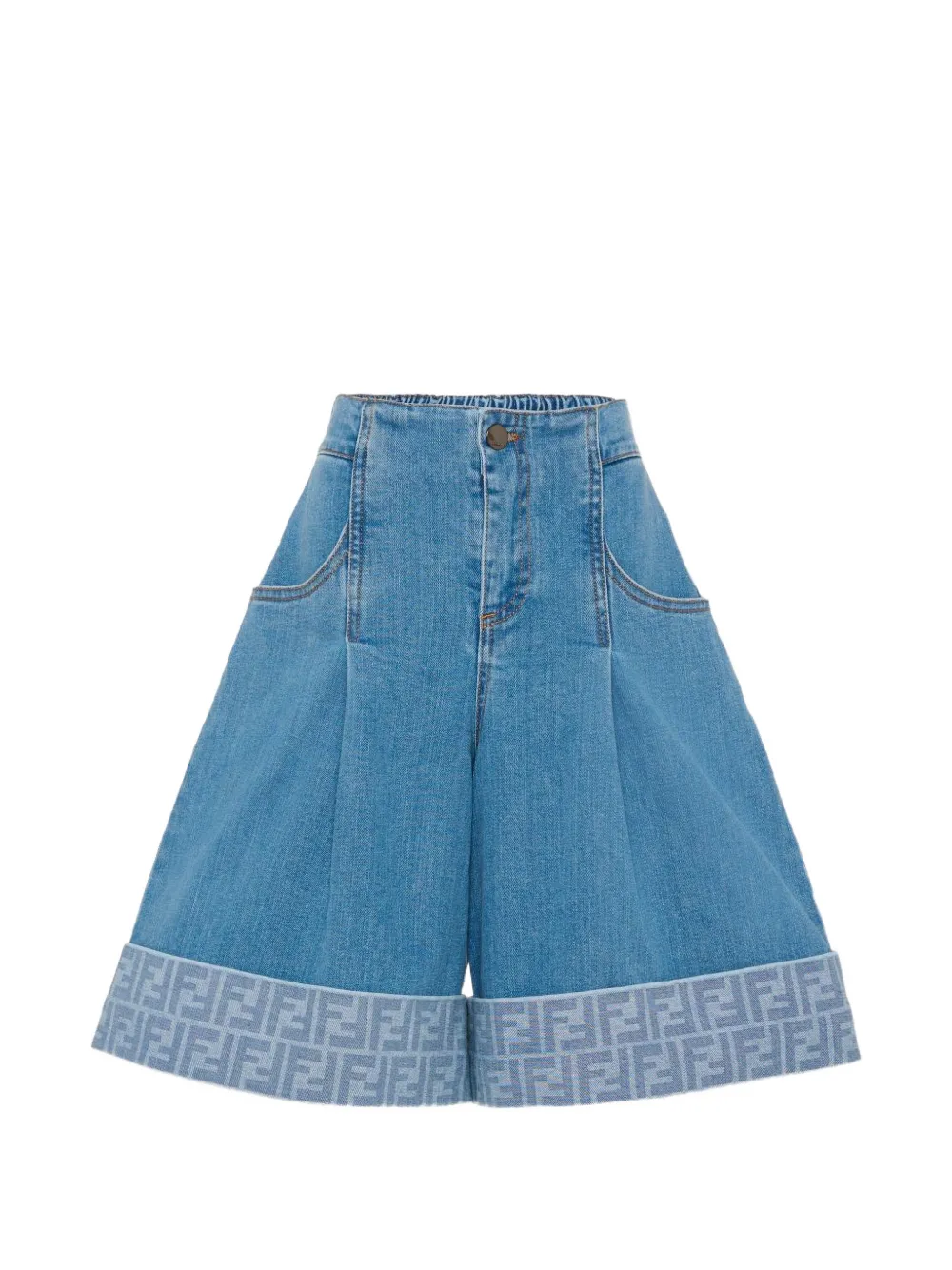 

Шорты с подворотами и логотипом Fendi Kids, синий