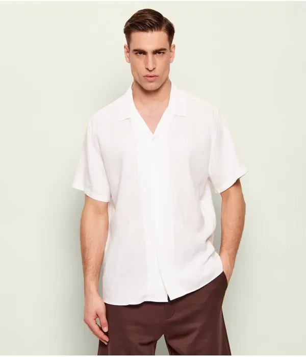 Льняная рубашка classic fit Calvin Klein, белый