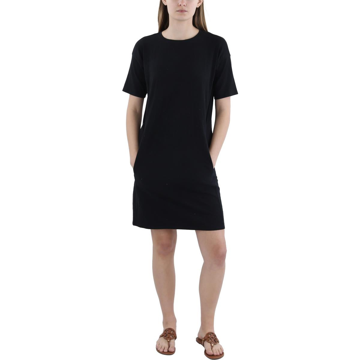 

Женское эластичное мини-платье-футболка Eileen Fisher, черный