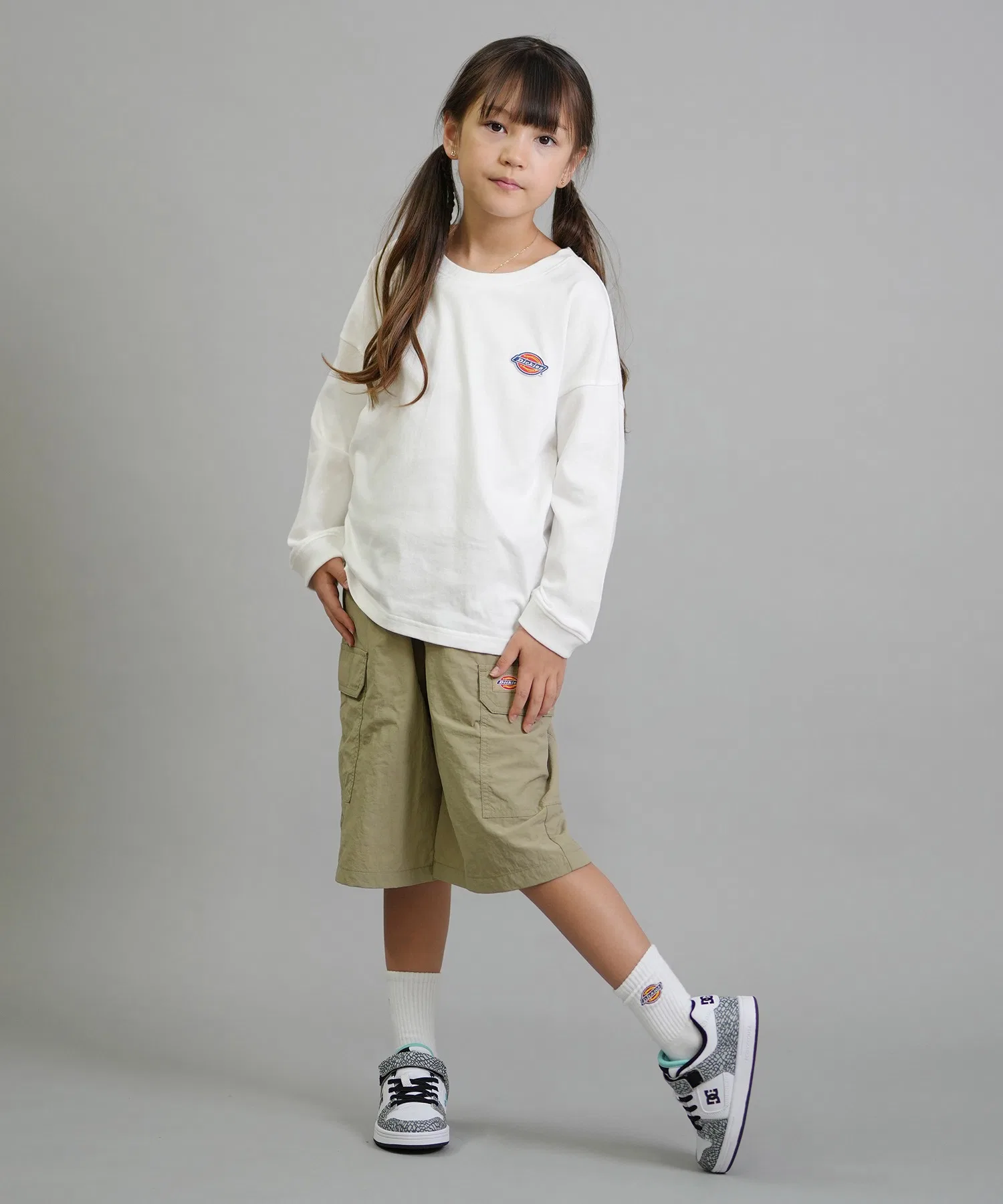 Детская футболка Dickies пигментного окрашивания с принтом, серо-синяя — фото 3