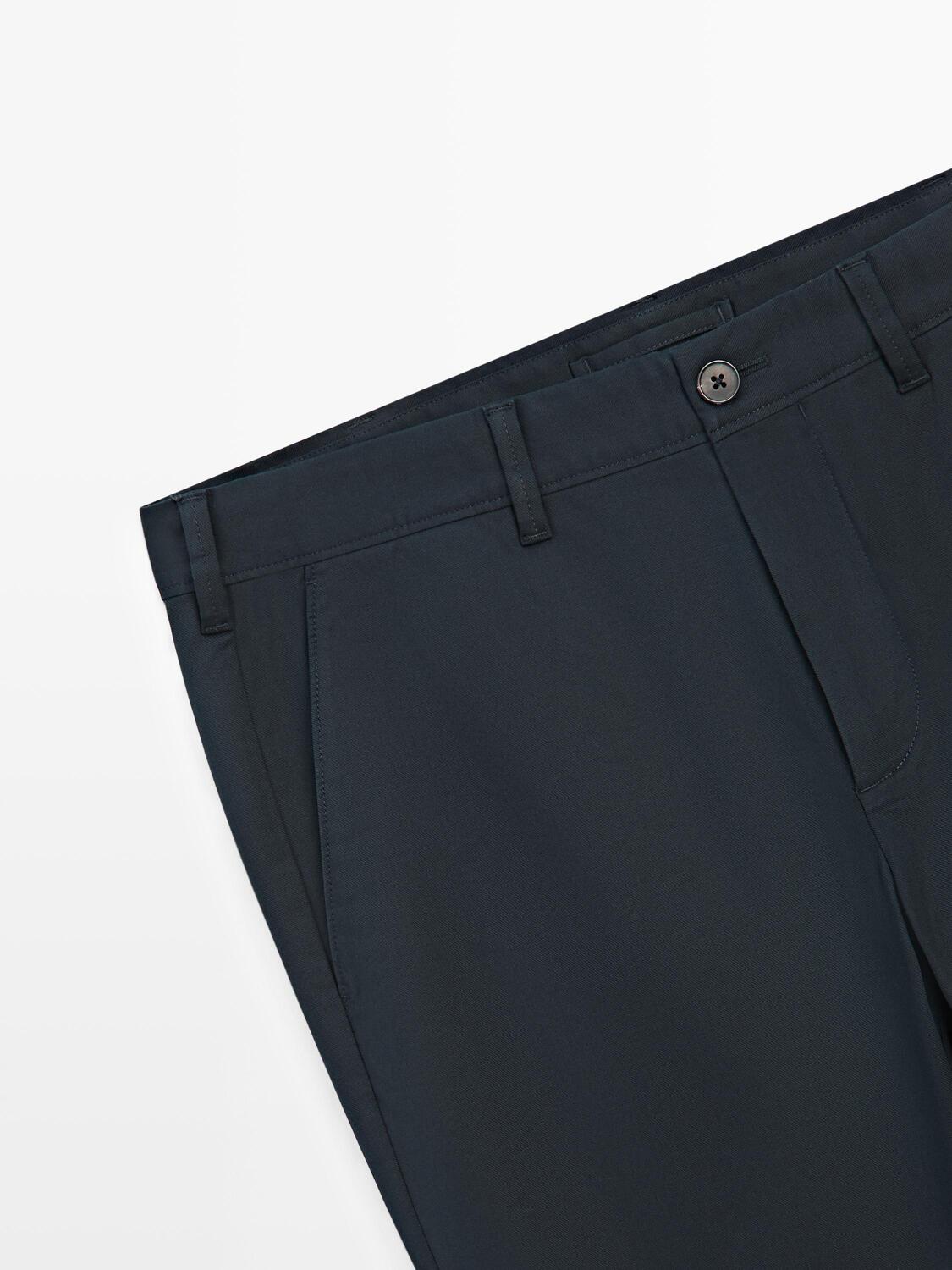 Брюки slim fit из хлопковой смеси Massimo Dutti, navy blue — фото 4