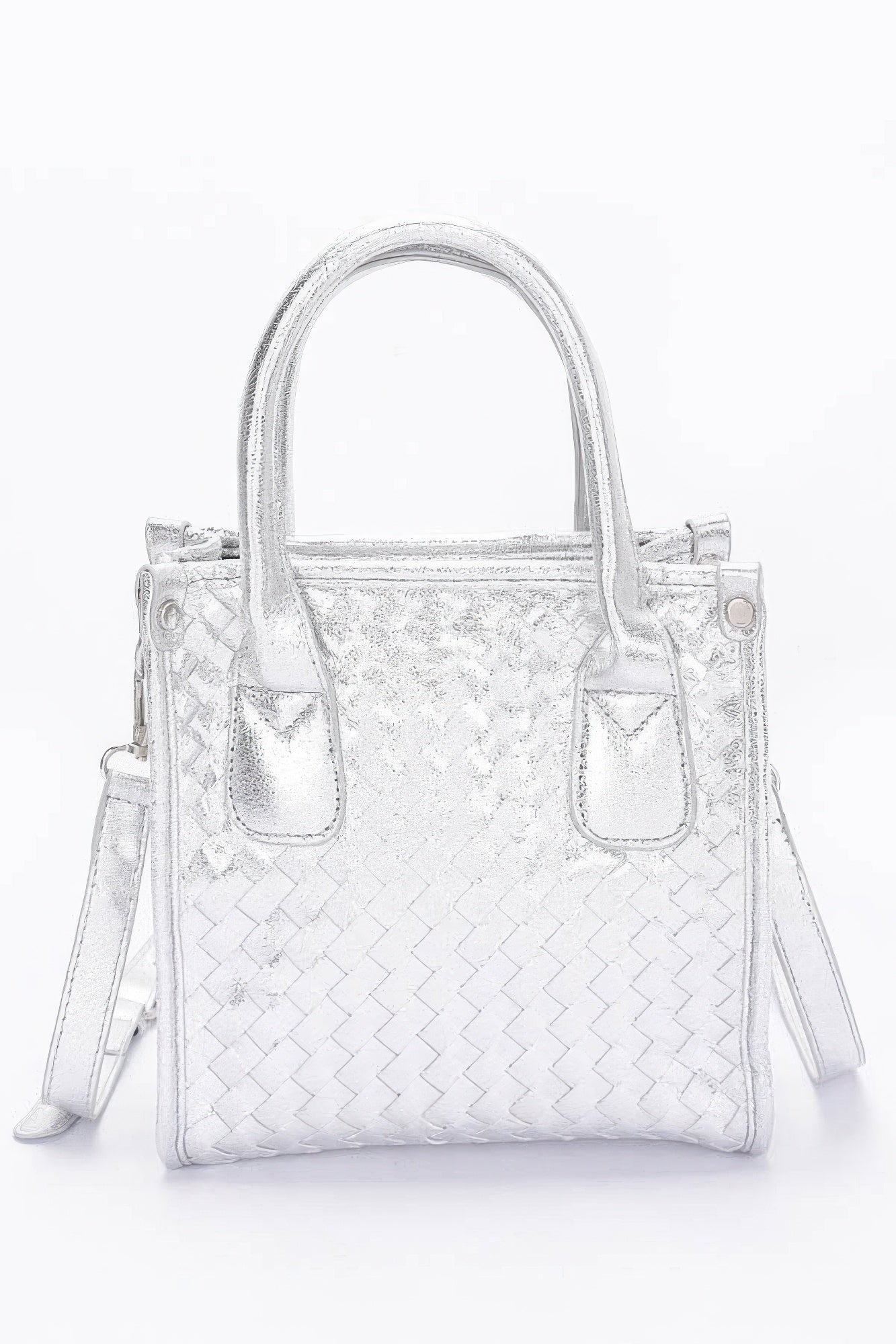 

Женская металлизированная сумка-шопер с плетением FASHNZFAB, серебряный