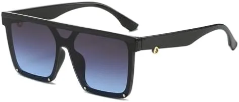 

Модные квадратные солнцезащитные очки для мужчин, большие панк-очки, черные солнцезащитные очки для женщин, винтажные очки с заклепками MTZJH, Black-grayblue