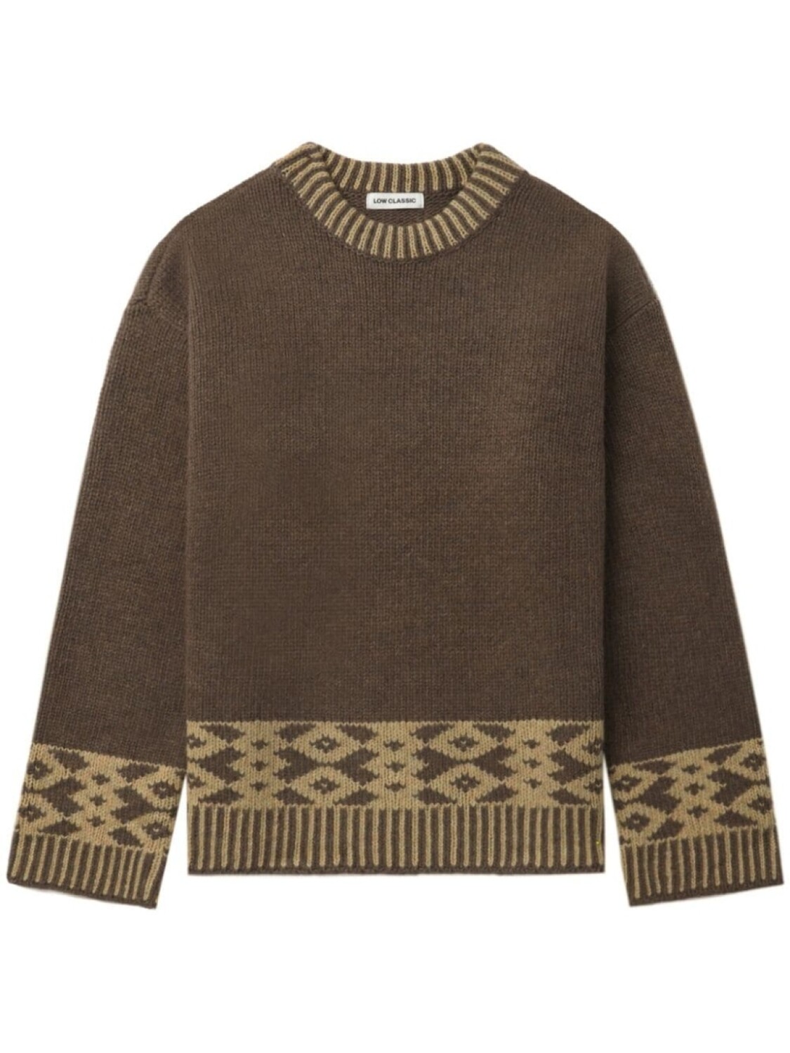

Джемпер вязки интарсия Low Classic, коричневый