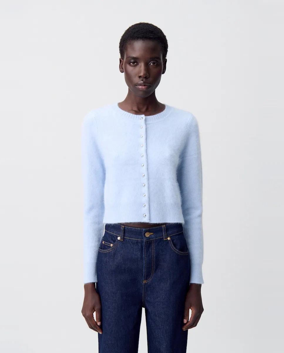 

Женский кардиган из мягкой пряжи Claudie Pierlot, светло-голубой