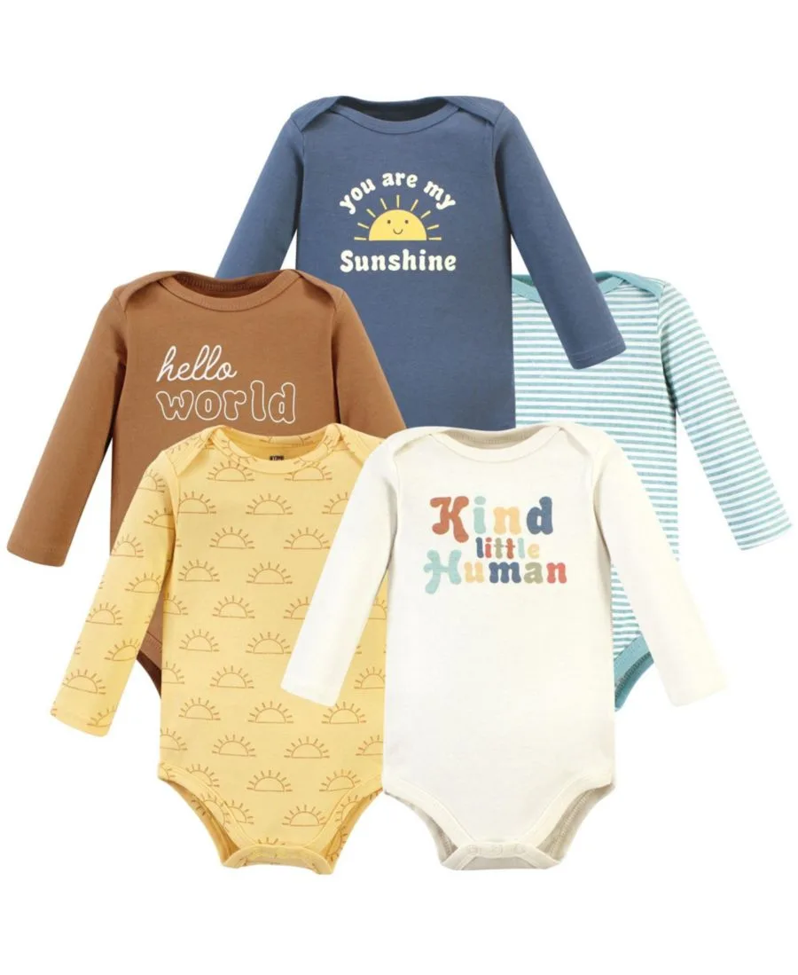 Мягкие хлопковые боди с длинными рукавами, комплект из 5 штук Hudson Baby, Kind Human 5 Pack