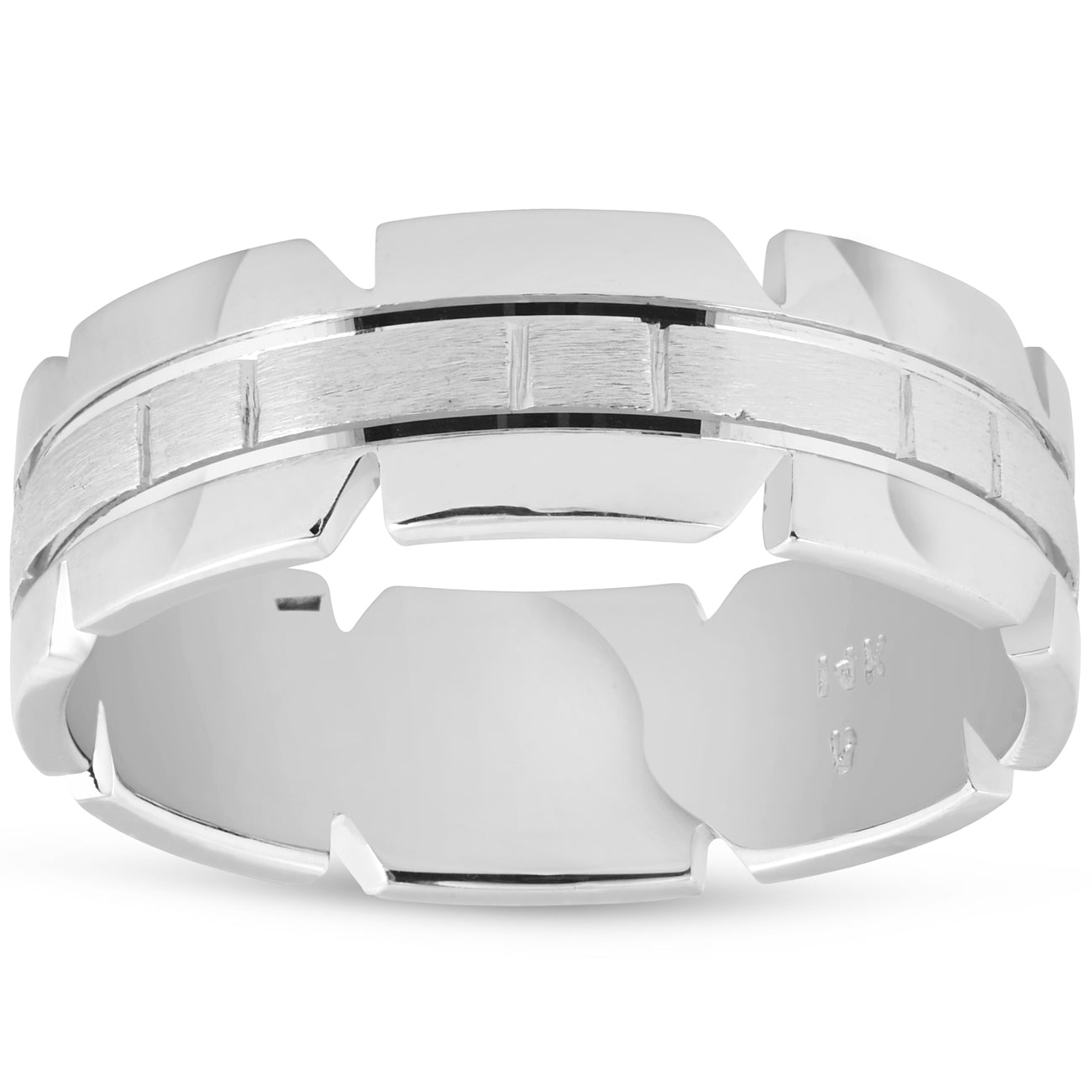 

Мужское обручальное кольцо ручной работы из белого золота 14 карат, 7 мм Pompeii2, 14K White Gold