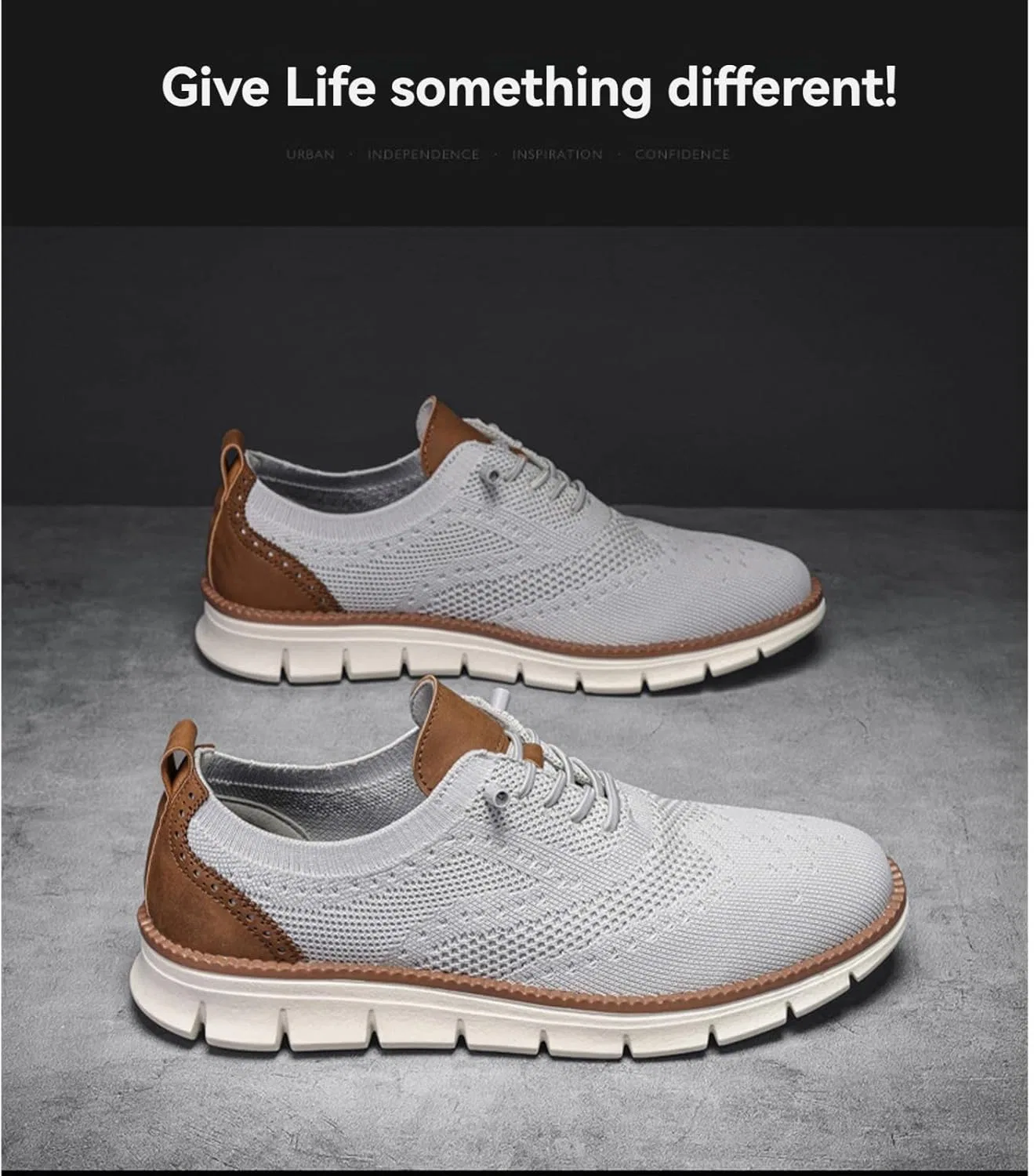 Мужские мокасины на шнуровке, Mesh, дышащие, Light Gray LGHLMCL — фото 4
