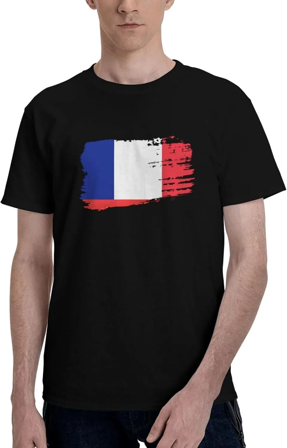 Футболка France с коротким рукавом, мужская, уличный стиль, хлопковая, повседневный топ Generic, черный — фото 2