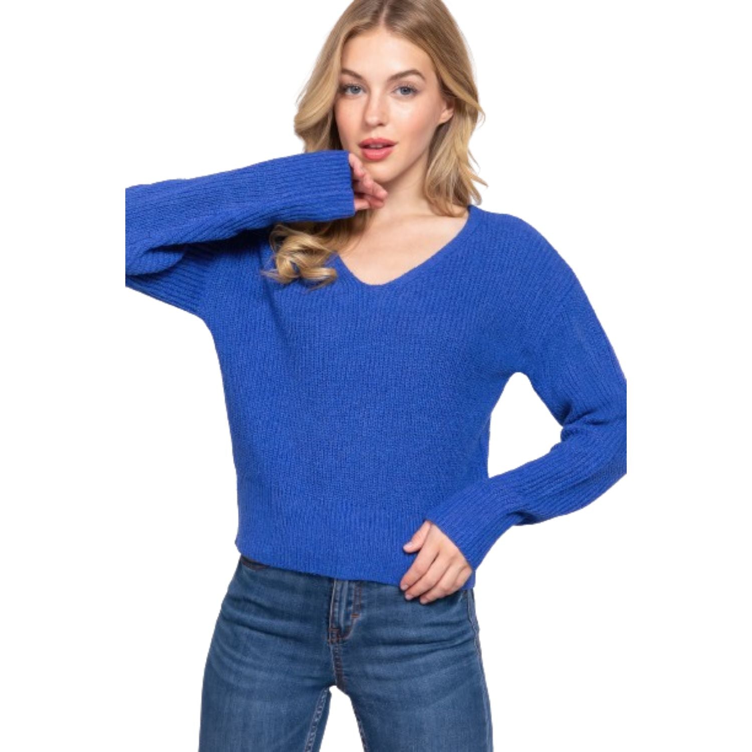 

Свитер с открытой спиной и бретелями Dolman Slv FASHNZFAB, синий
