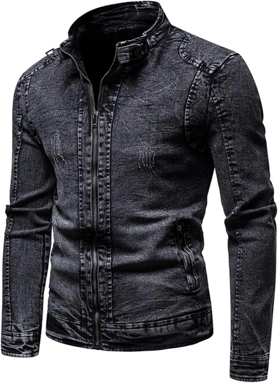 Мужская джинсовая куртка Vintage Jean Trucker, весна-осень, ковбойская, повседневная, рабочая, легкая куртка Generic, черный — фото 4