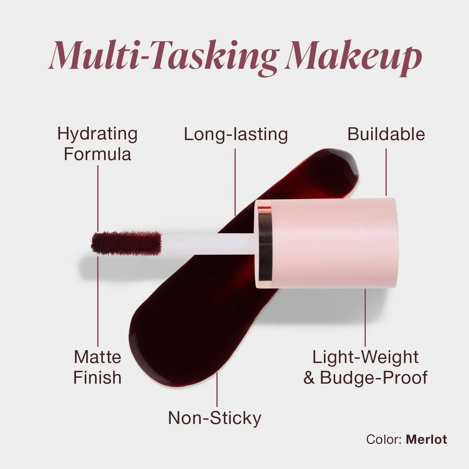 Тинт для губ и щек Mineral Fusion 2-в-1 Lip & Cheek Stain Merlot, 3 мл, глубокий вишнево-красный — фото 2