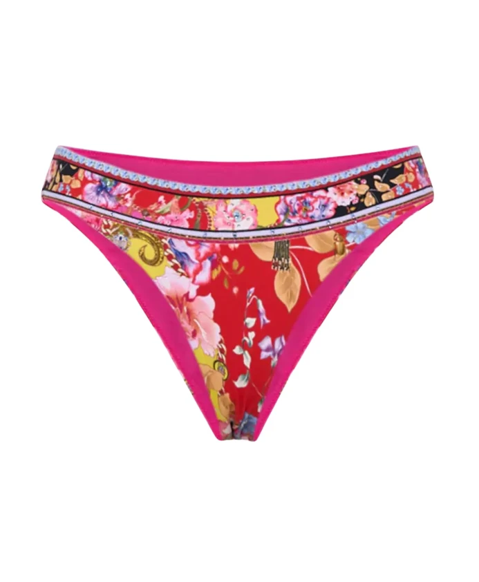 

Плавки от бикини с цветочным принтом и кристаллами Camilla, красный