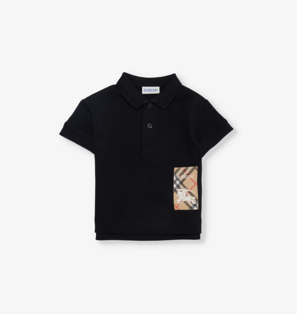 

Футболка-Поло Brand-Patch с коротким рукавом из хлопка-пике, возраст 6 месяцев-2 года Burberry, черный