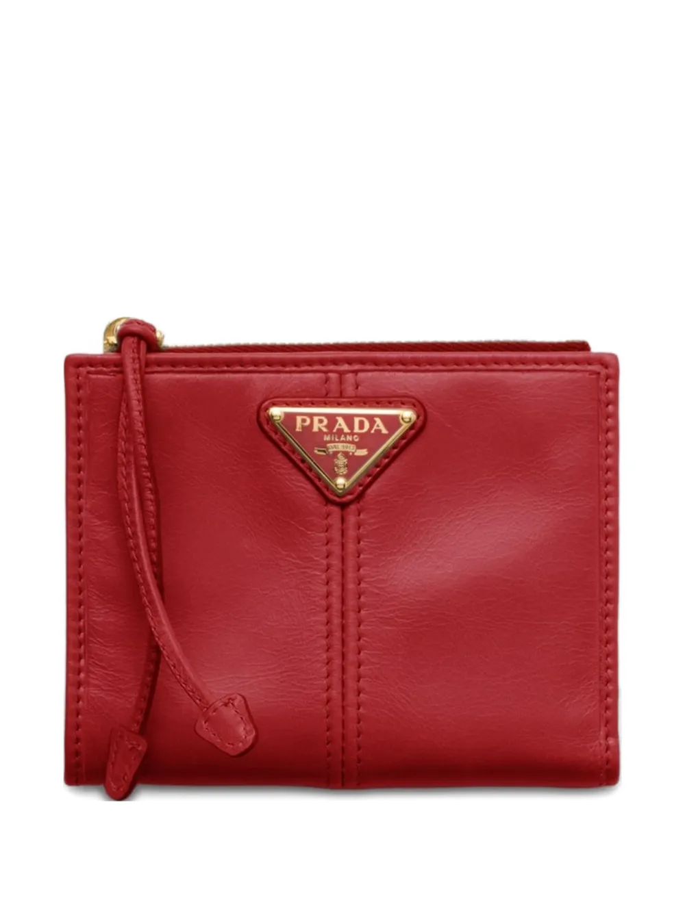 

Кожаный кошелек с логотипом Prada, красный