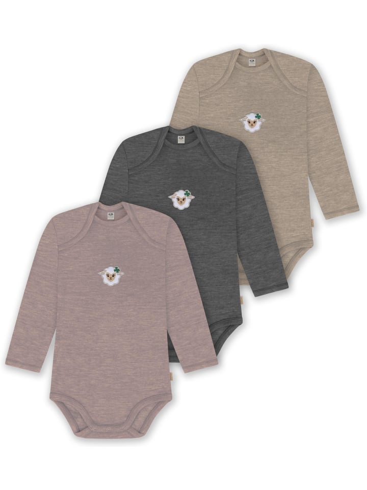 

Normani Outdoor Sports Комплект из 3 детских боди из мериносовой шерсти с длинными рукавами, цвет Окленд, бежевый/антрацитовый/розовый