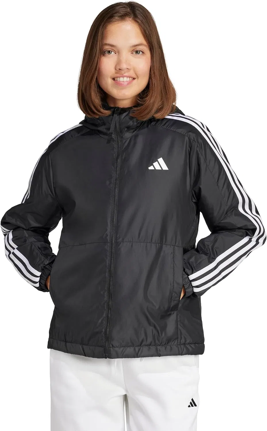 Женская куртка утепленная adidas, 3-полосная, черная