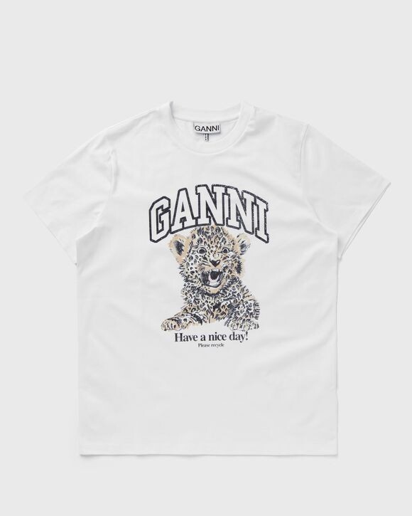 

Топ Ganni Basic Jersey Leopard Relaxed Tee, цвет leopard