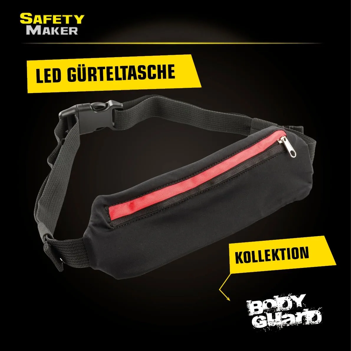 Walser Поясная сумка Safety Maker LED, один размер, черный/красный [Одежда] — фото 2