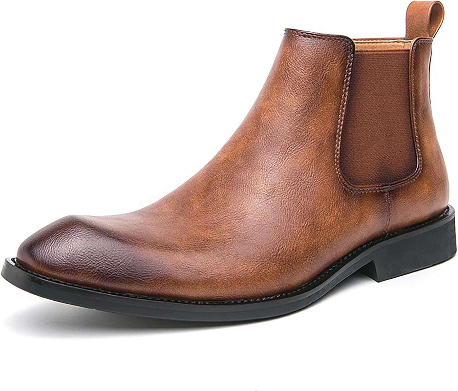 

Мужские кожаные классические челси с острым носком, боковой молнией, дышащие, с низким каблуком, ботильоны до щиколотки, модные для бизнеса, свадьбы и вечеринок, оксфорды Qeosnbx, коричневый