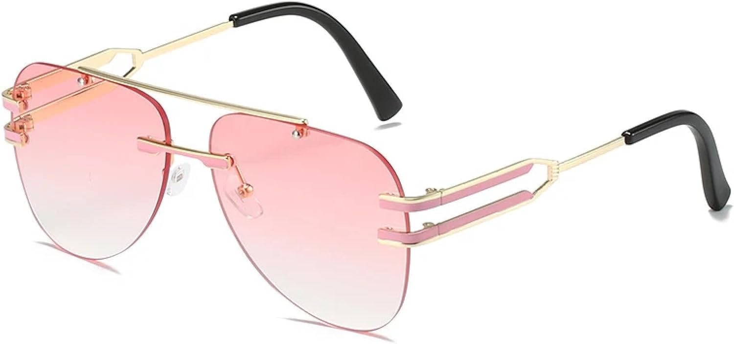 

Модные солнцезащитные очки с двойной перемычкой без оправы в стиле ретро для мужчин, для активного отдыха и вождения, женские очки с защитой от УФ-излучения UV400 TKKTLLT, Black Gradient Pink